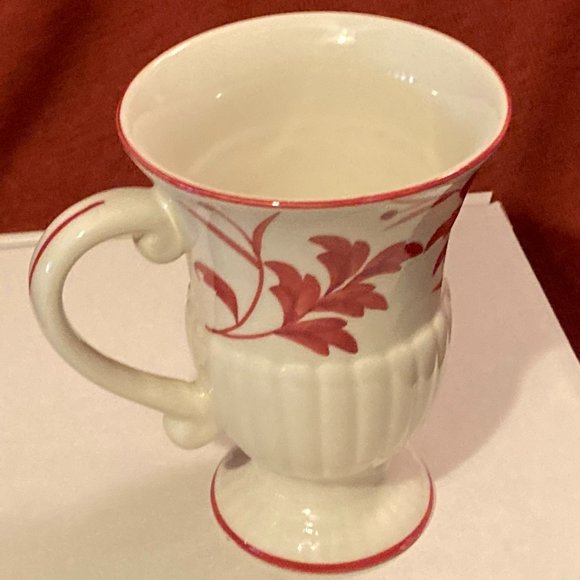 2006 Andrea By Sadek Red Leaf Pattern-1 Irish Coffee or Cappucino Mug-5" H-EUC - Picture 8 of 9